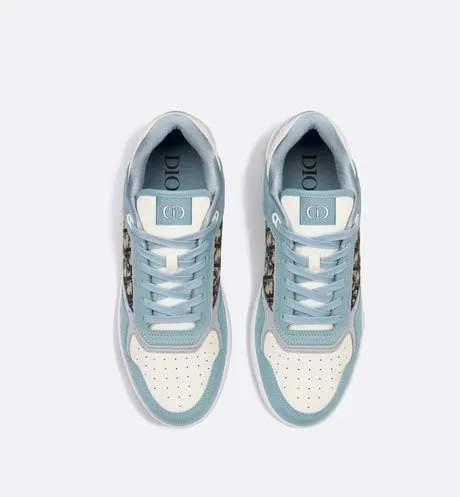 B27 Low-Top Sneaker • Light Blue and Cream Smooth Calfskin with Beige and Black Dior Oblique Jacquard