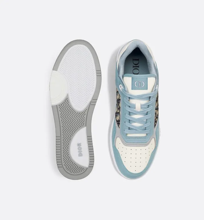 B27 Low-Top Sneaker • Light Blue and Cream Smooth Calfskin with Beige and Black Dior Oblique Jacquard