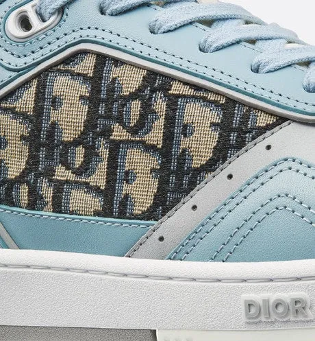 B27 Low-Top Sneaker • Light Blue and Cream Smooth Calfskin with Beige and Black Dior Oblique Jacquard