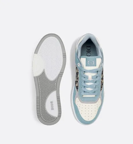 B27 Low-Top Sneaker • Light Blue and Cream Smooth Calfskin with Beige and Black Dior Oblique Jacquard