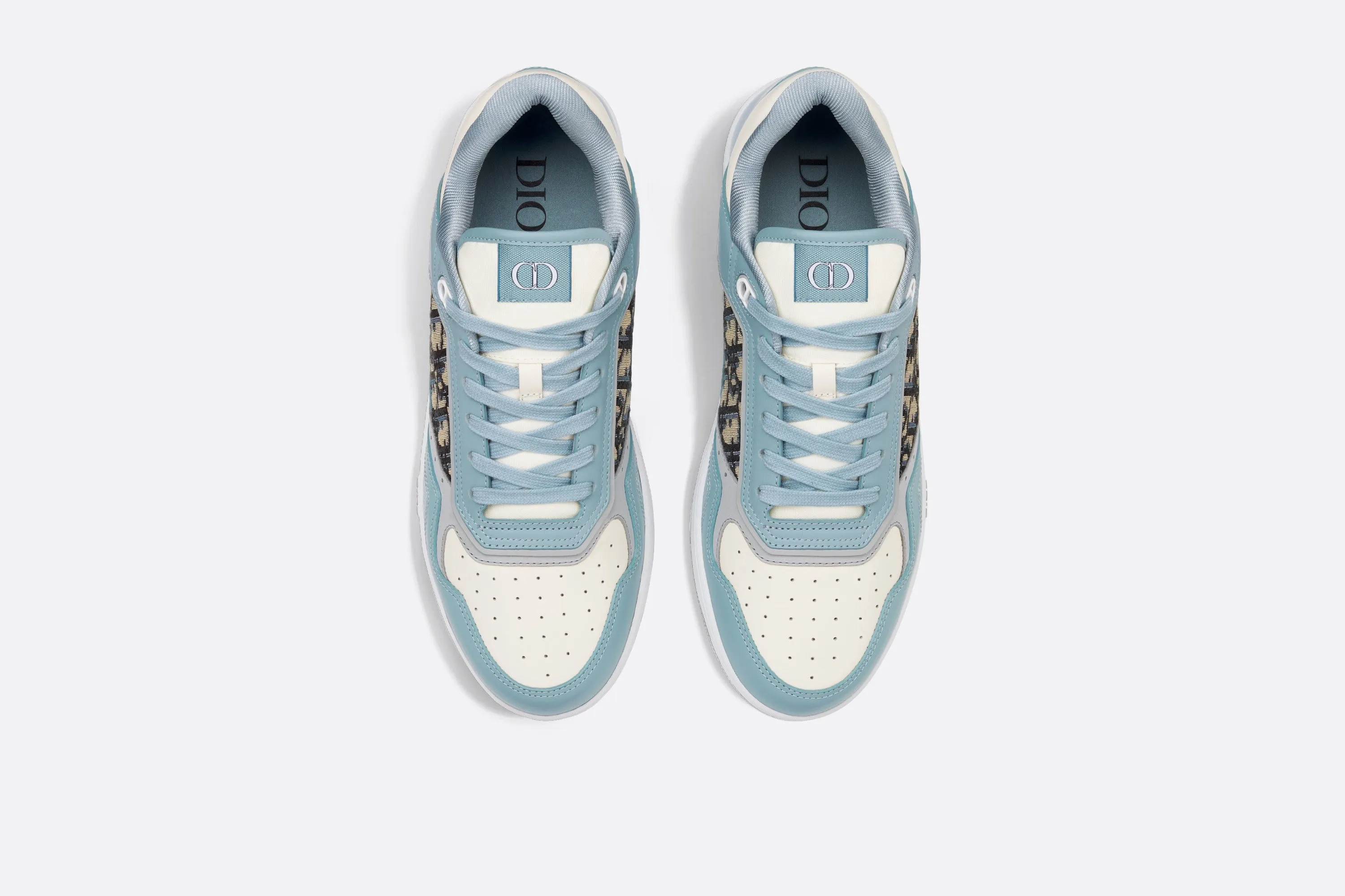 B27 Low-Top Sneaker • Light Blue and Cream Smooth Calfskin with Beige and Black Dior Oblique Jacquard
