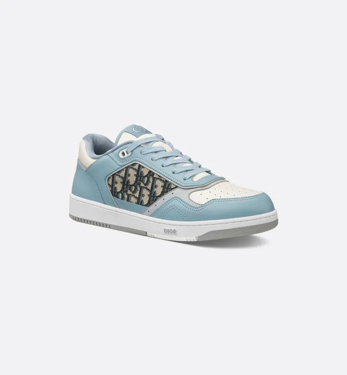B27 Low-Top Sneaker • Light Blue and Cream Smooth Calfskin with Beige and Black Dior Oblique Jacquard