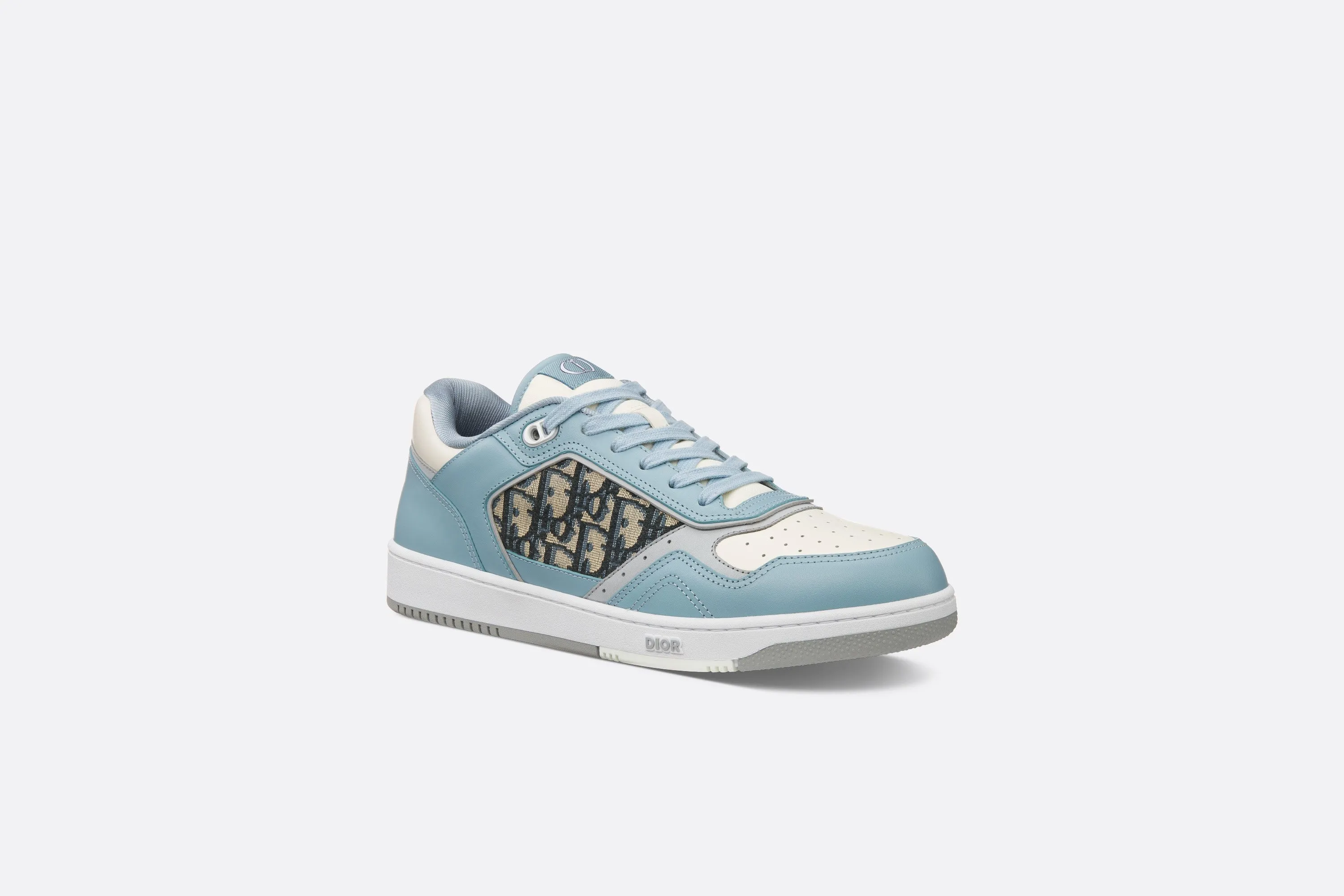 B27 Low-Top Sneaker • Light Blue and Cream Smooth Calfskin with Beige and Black Dior Oblique Jacquard