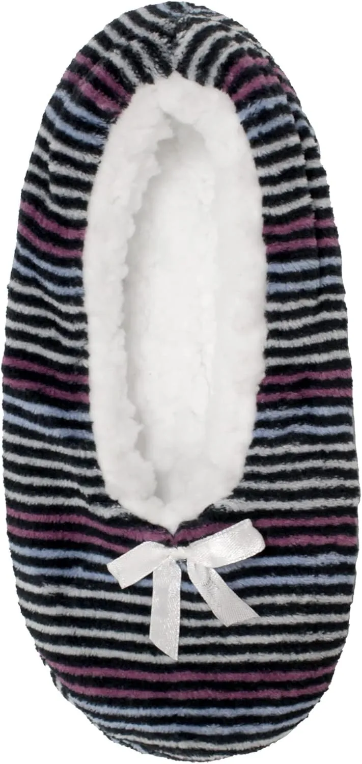 BambooMN Adult Women's Super Soft Warm Cozy Fuzzy Furry Slippers Non-Slip Lined Socks