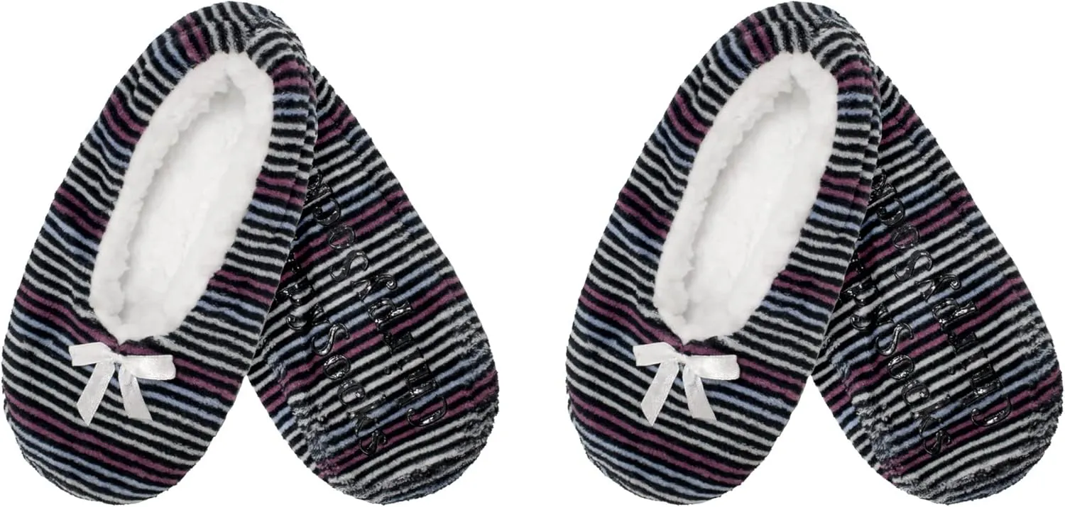 BambooMN Adult Women's Super Soft Warm Cozy Fuzzy Furry Slippers Non-Slip Lined Socks