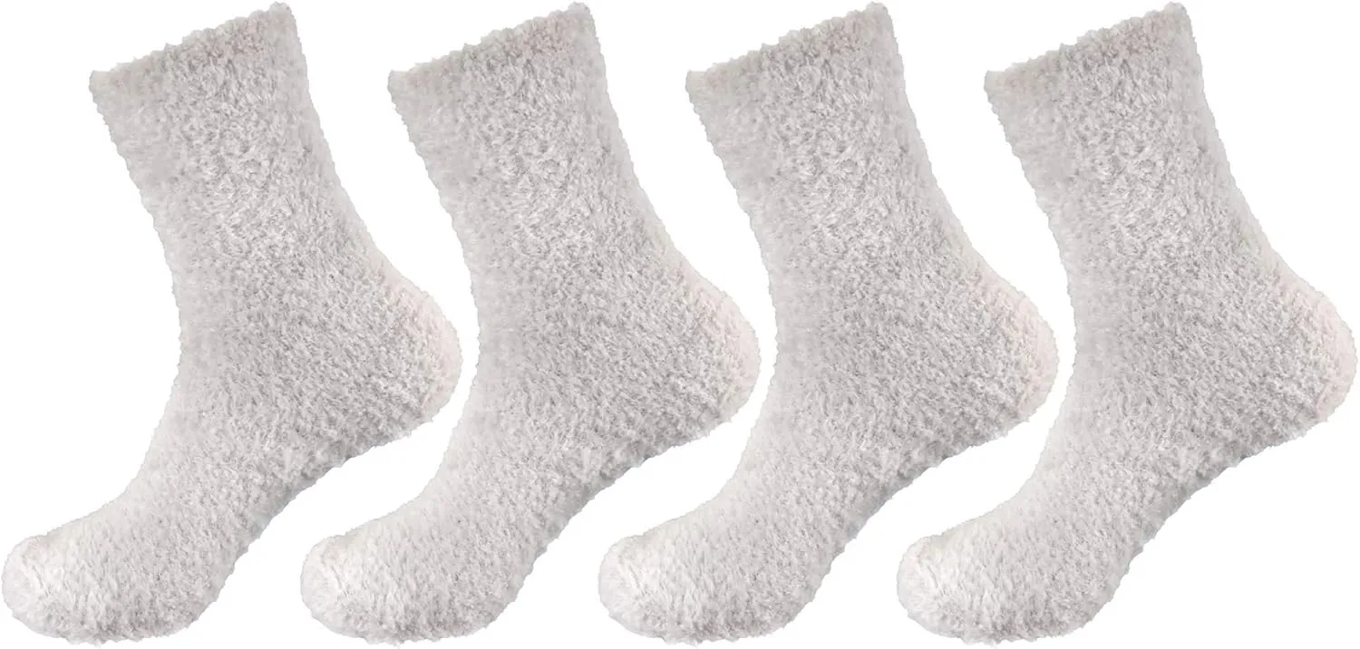 BambooMN Men's Super Comfy Soft Warm Fuzzy Socks - 4 Pair Value Packs