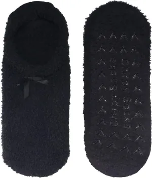 BambooMN Women's Soft Breathable Fuzzy Cozy Footies Travel Home Socks with Non-Skid Bottom