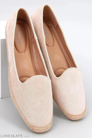 Beige Pink Round-Toe Eco-Suede Womens Espadrille Loafer Flats
