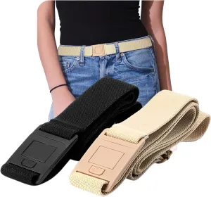 BELTAWAY Easily Adjustable Elastic Flat Buckle No Show Belts for Women – Stretch No Bulge jeans pants