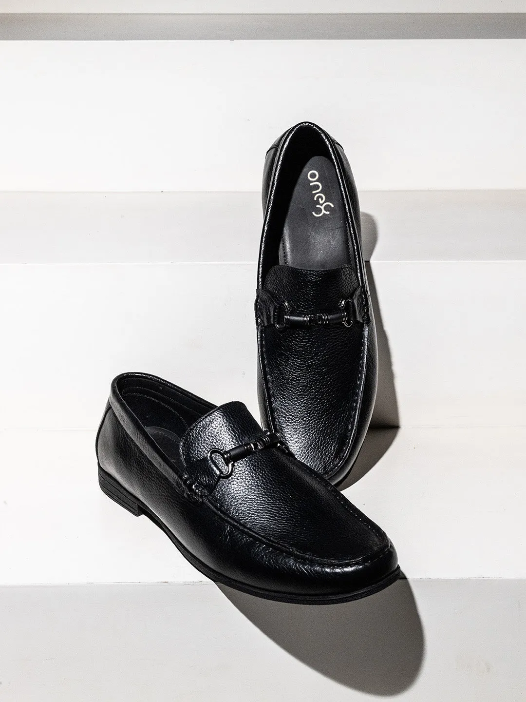 Black Leather Slip-on Loafer for Men