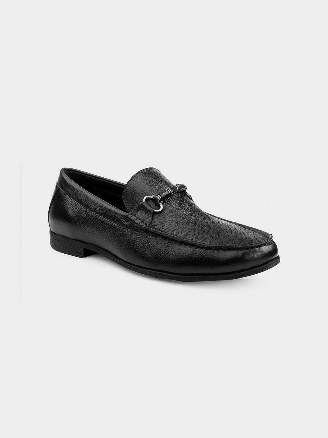 Black Leather Slip-on Loafer for Men