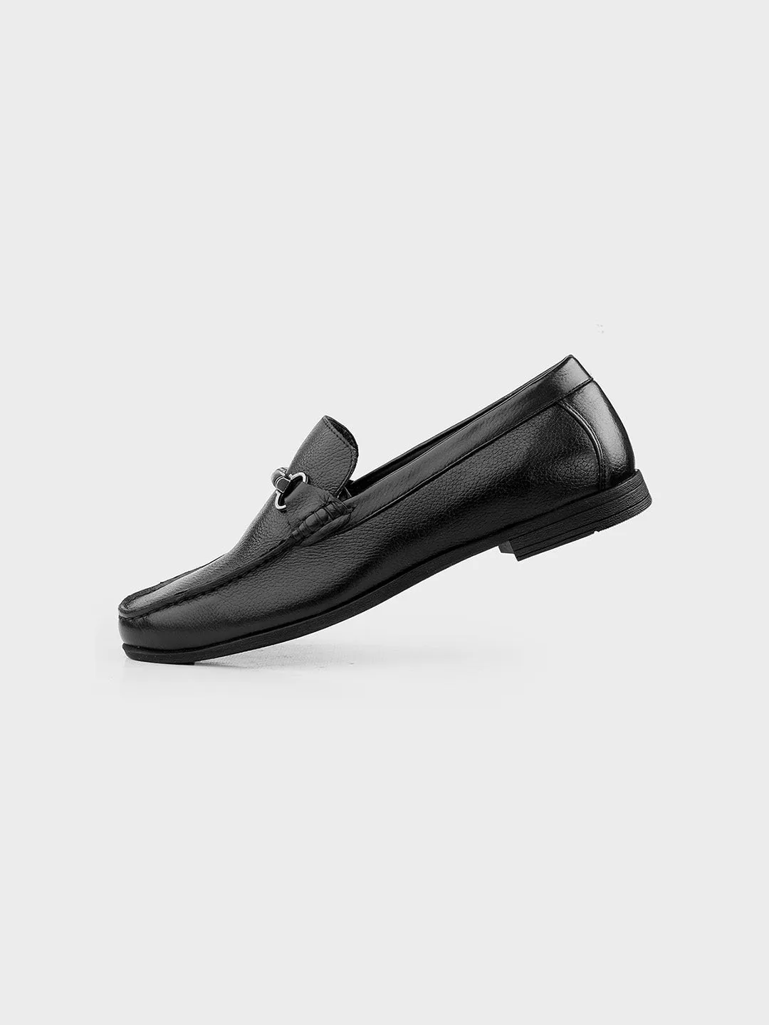 Black Leather Slip-on Loafer for Men
