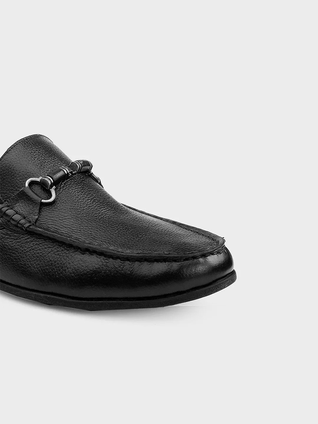 Black Leather Slip-on Loafer for Men