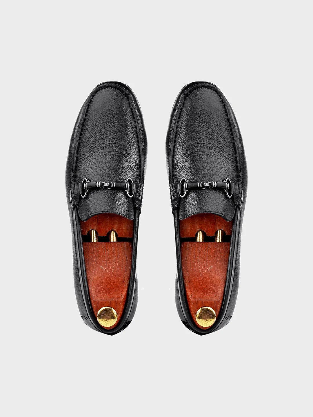 Black Leather Slip-on Loafer for Men