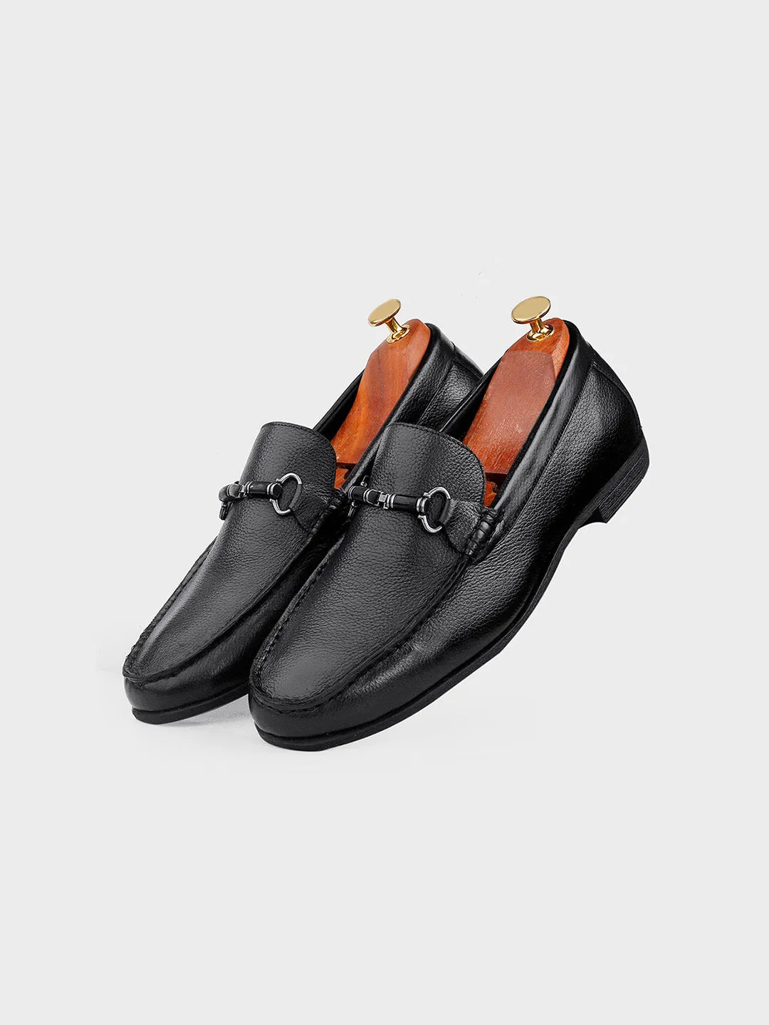 Black Leather Slip-on Loafer for Men