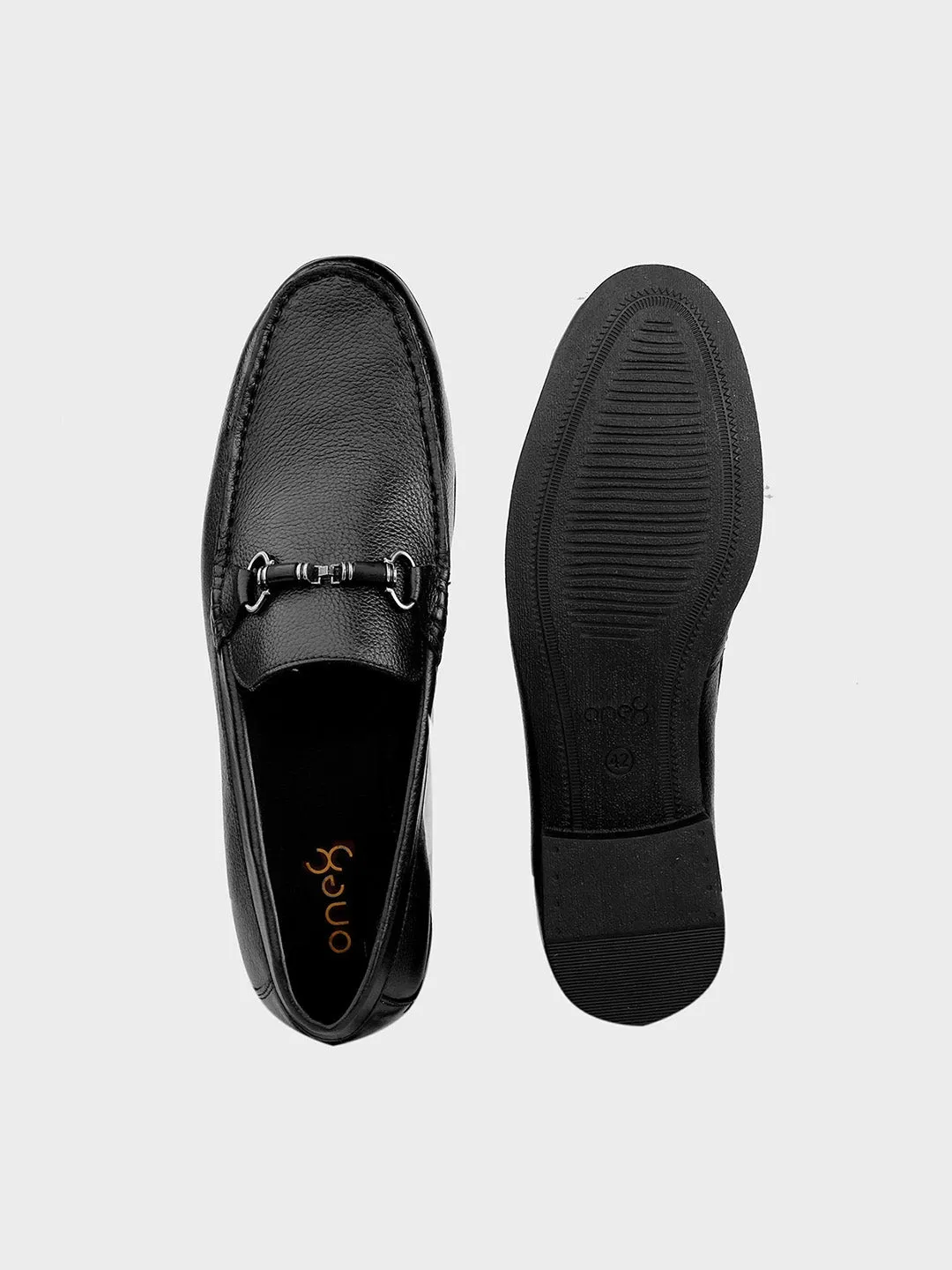 Black Leather Slip-on Loafer for Men