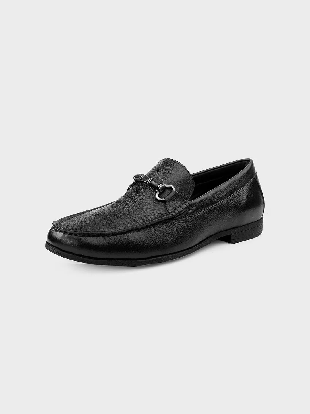 Black Leather Slip-on Loafer for Men
