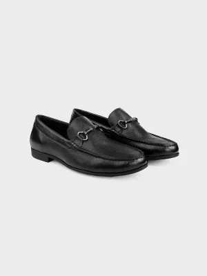 Black Leather Slip-on Loafer for Men