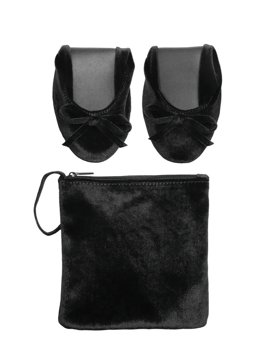 Black Velvet Folding Flats FOXBLOOD
