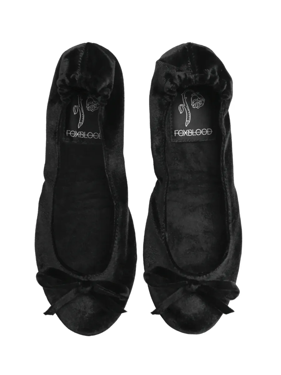 Black Velvet Folding Flats FOXBLOOD