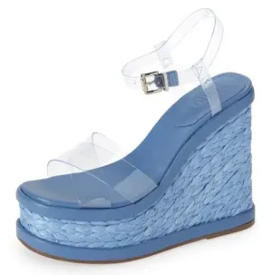 Blue Strap Transparente Caryne Exclusive offerings Summer Ankle Toe Sandals Jeans Open Exceptional Schutz Wedge