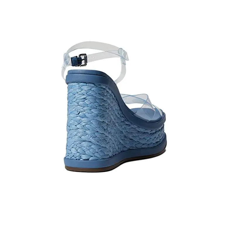 Blue Strap Transparente Caryne Exclusive offerings Summer Ankle Toe Sandals Jeans Open Exceptional Schutz Wedge