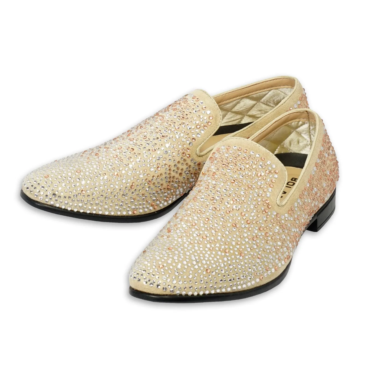 Bolano Snyder Smoking Slip-on-Loafer Tuxedo Shoe Glitter Champagne