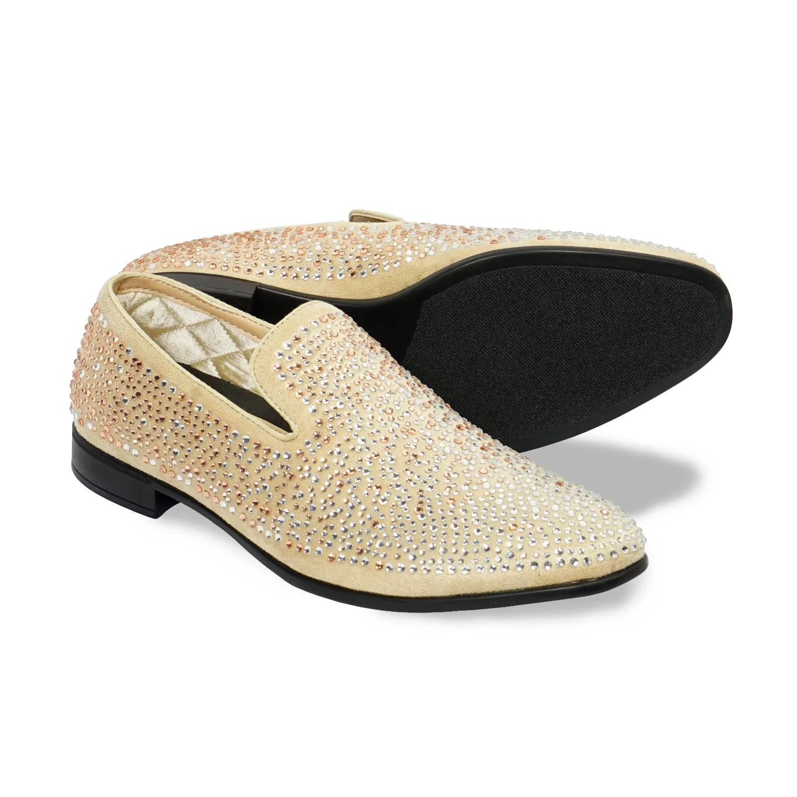 Bolano Snyder Smoking Slip-on-Loafer Tuxedo Shoe Glitter Champagne