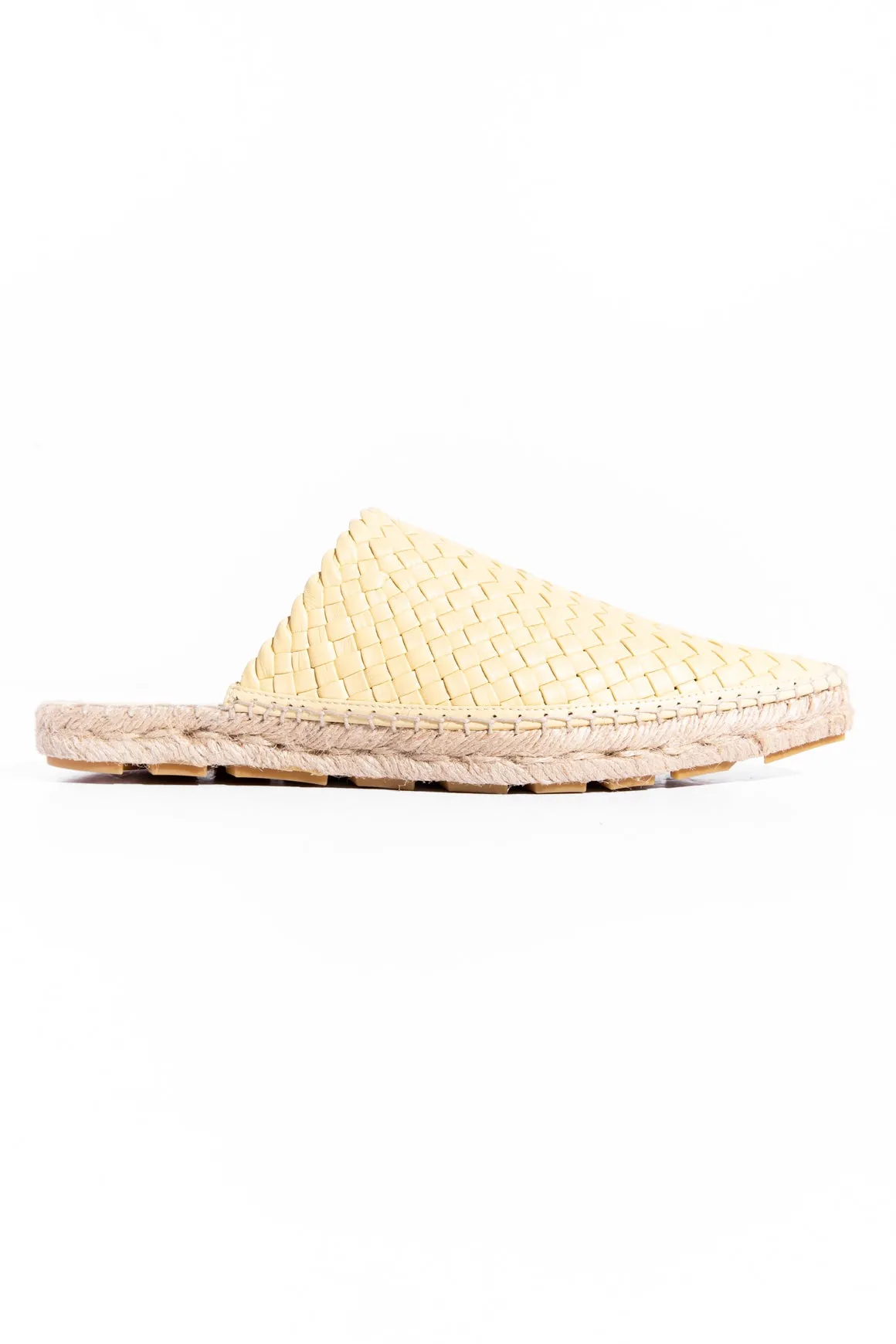 BOTTEGA VENETA Pale Yellow Intrecciato Espadrille Mules (Sz. 38)