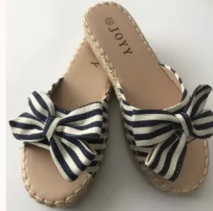 Bow Navy Stripe Slide