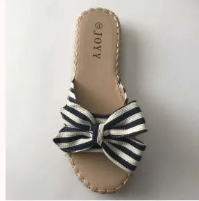 Bow Navy Stripe Slide