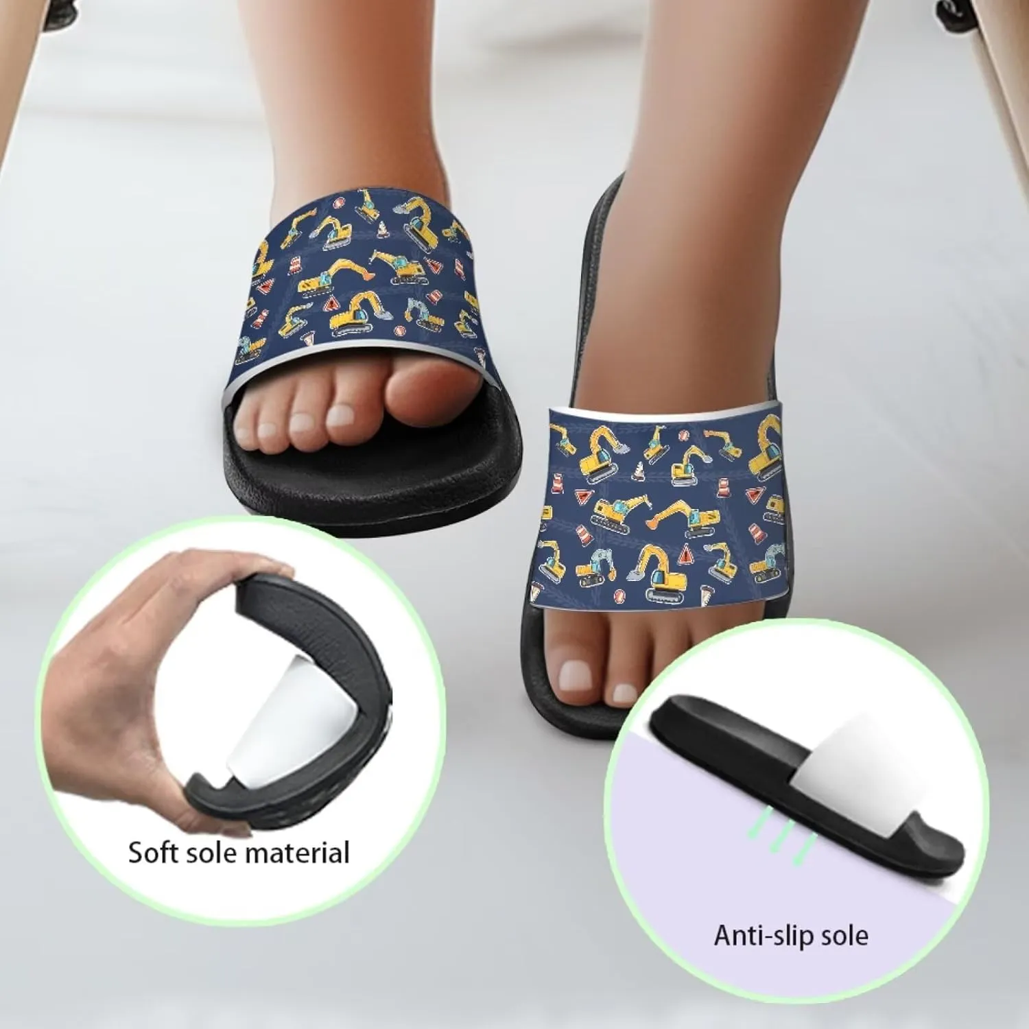 Boys Sandals with Non Slip Footbed Casual Slides Sandals Open Toes Flat