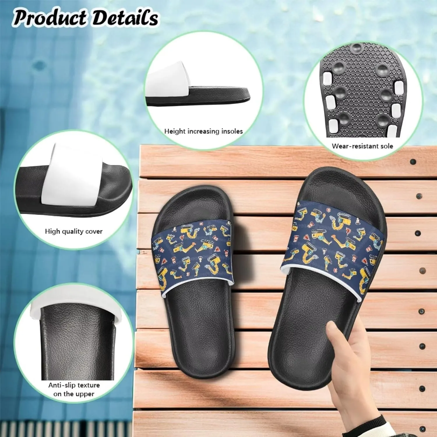 Boys Sandals with Non Slip Footbed Casual Slides Sandals Open Toes Flat