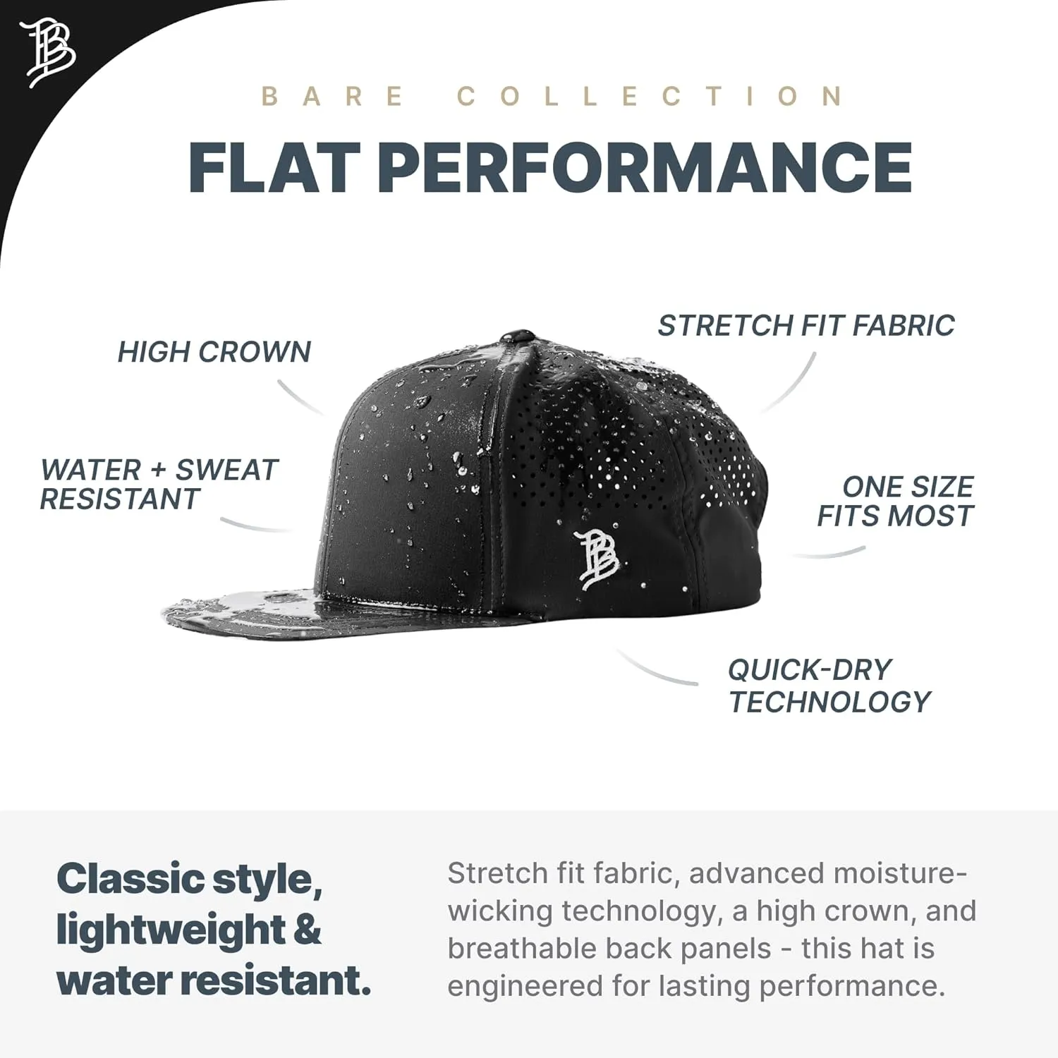 Branded Bills Old Glory Stealth PVC Flat Performance, Lightweight, Comfortable Baseball Cap