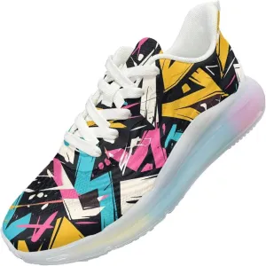 Breathable Walking Shoe Fashion Atmospheric Cushion Running Shoes for Women Comfort Soft Rubber Sole Non Slip Shoes for Gym Size 6-11 White Sole