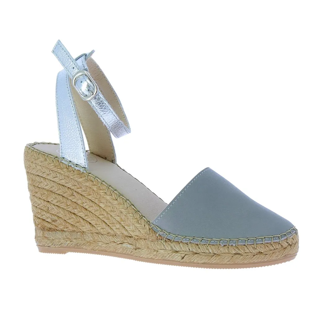 Carla Espadrille Wedge in Silver Grey
