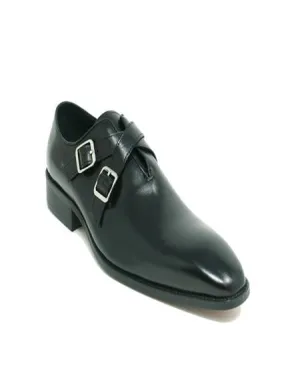 Carrucci Cross Strap Leather Stylish Dress Loafer In Black