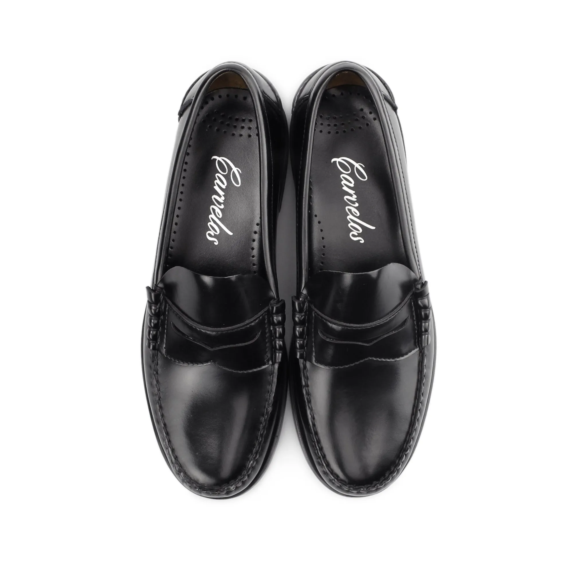 Carvelos JUAN Mens Leather Penny Loafers Black