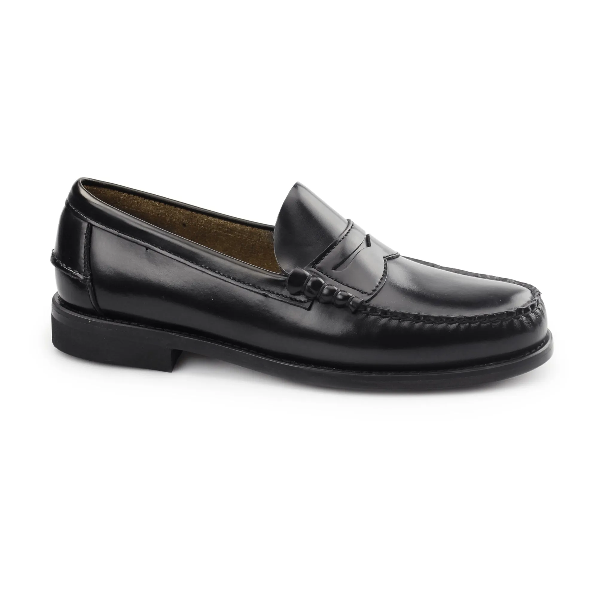 Carvelos JUAN Mens Leather Penny Loafers Black