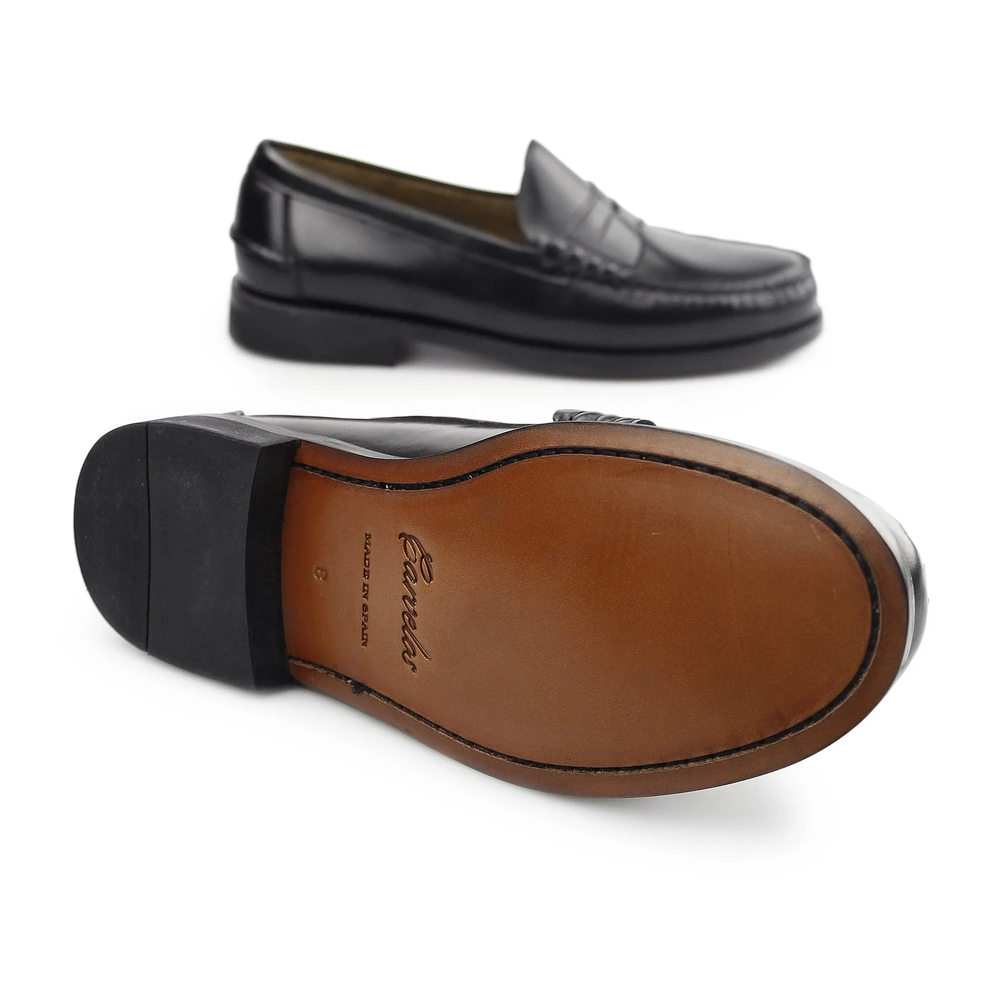Carvelos JUAN Mens Leather Penny Loafers Black