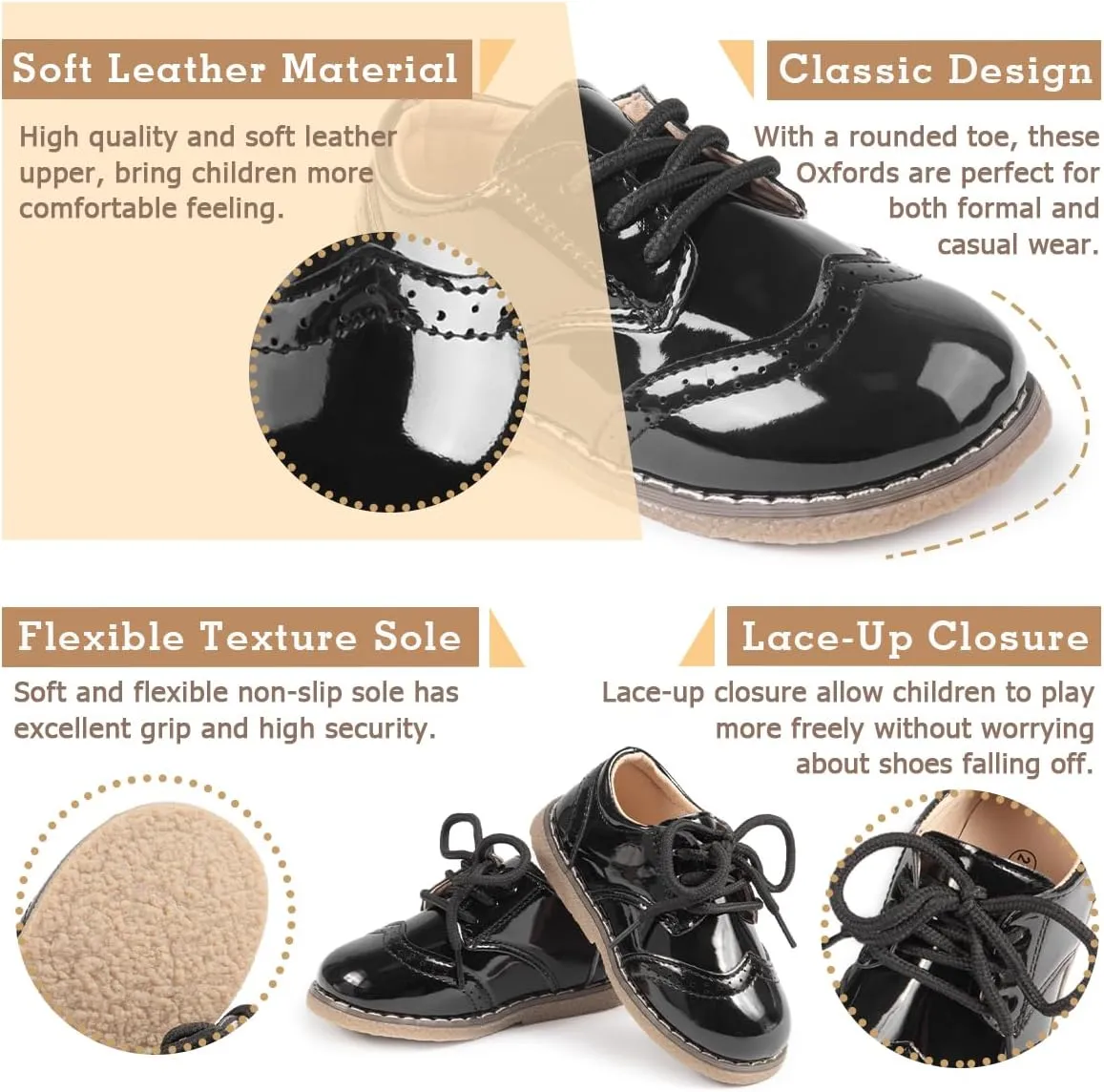 Casazoe Boys Girls Oxford Wedding Dress Shoes Classic School Uniform Flats Formal Casual Loafer for Toddler Little Kid