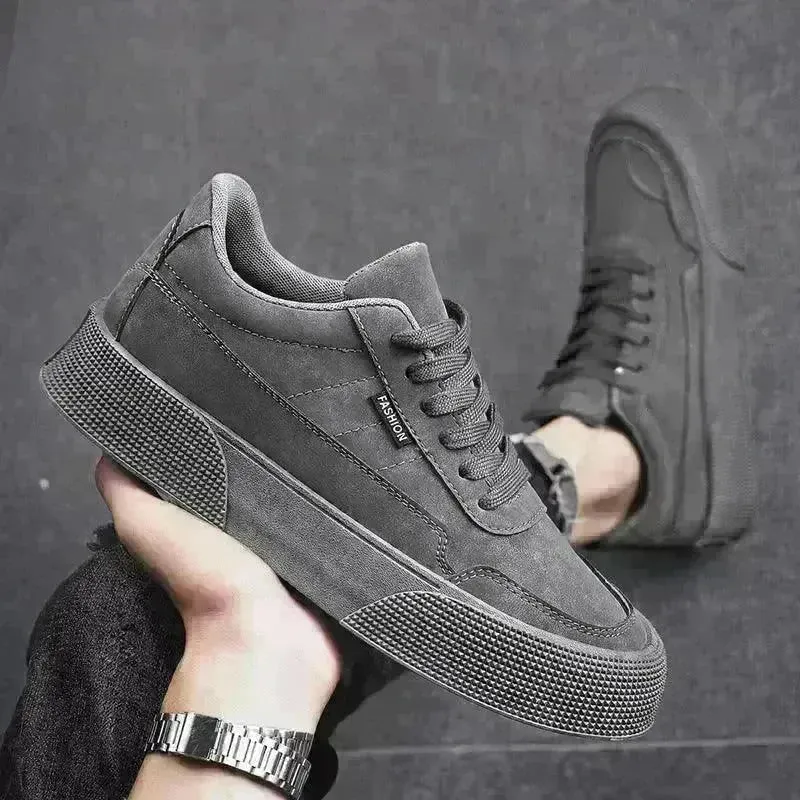 Casual Board Flat Shoes Men Breathable Thick-soled Lace-up Sneakers For Walking Running
