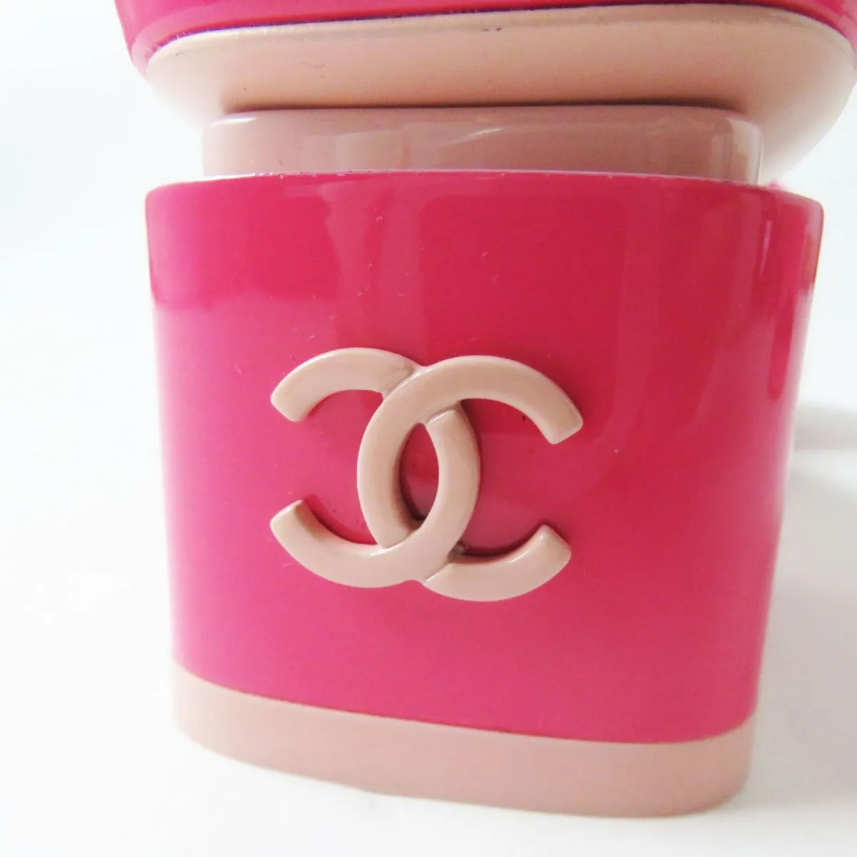 CHANEL Sandals Patent leather Dark pink x light pink 36