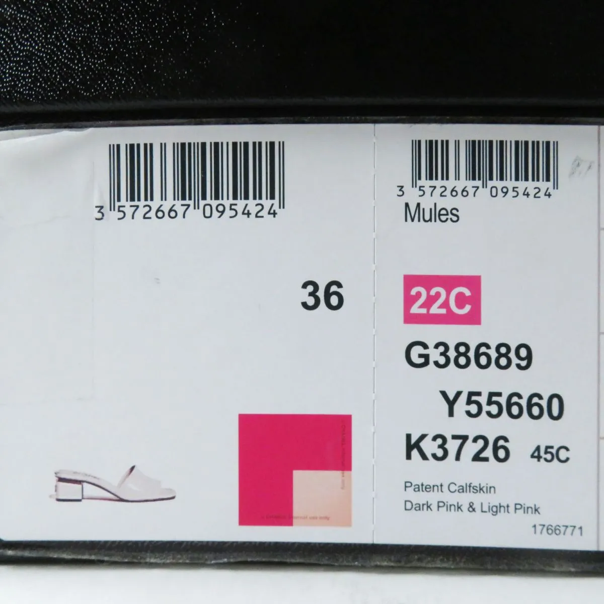 CHANEL Sandals Patent leather Dark pink x light pink 36