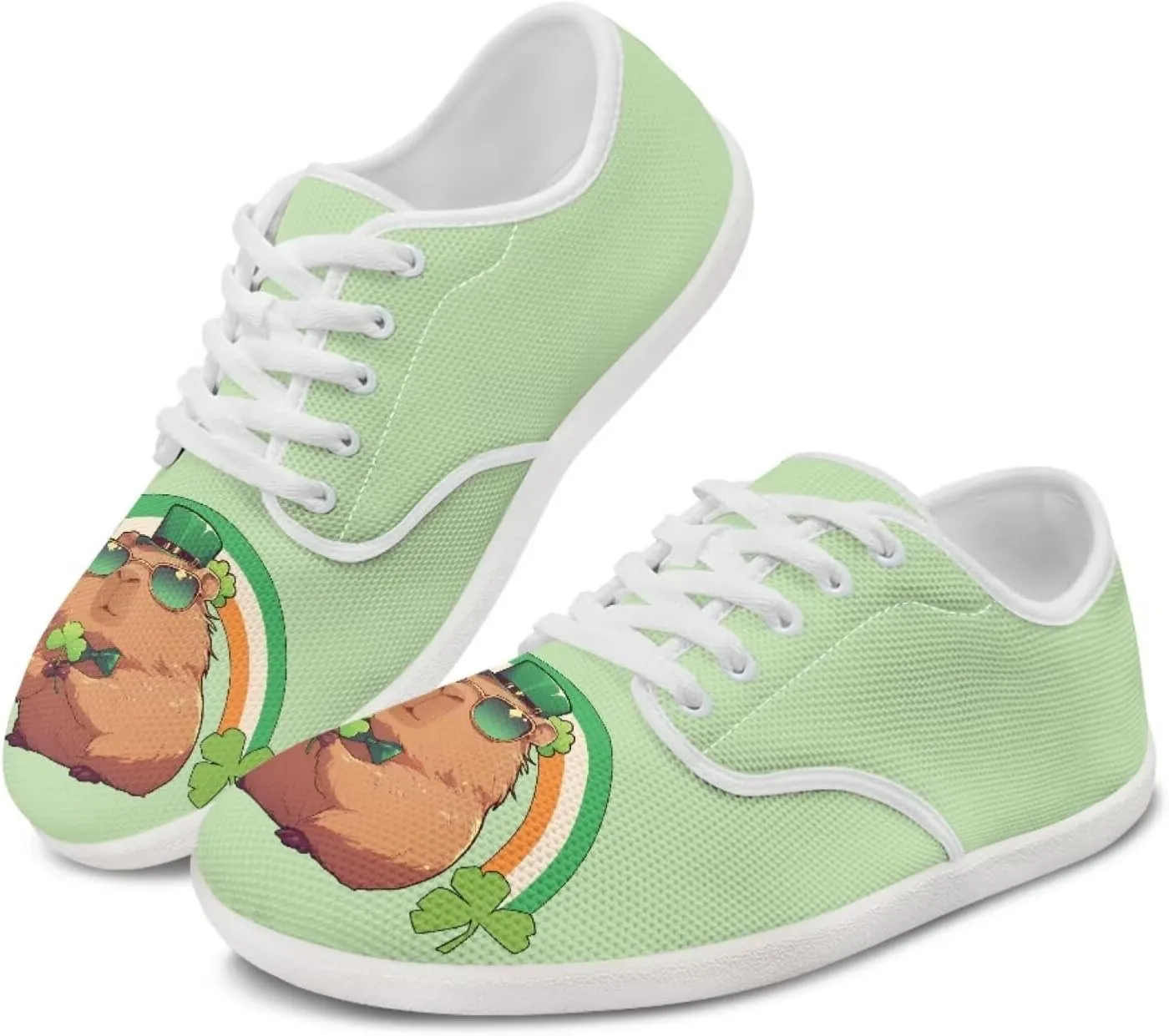 chaqlin Green Leaves Tennis Sneakers Women Wide Non Slip Casual Walking Shoes Comfortable Flat Barefoot Shoes Lace Up Sneaker