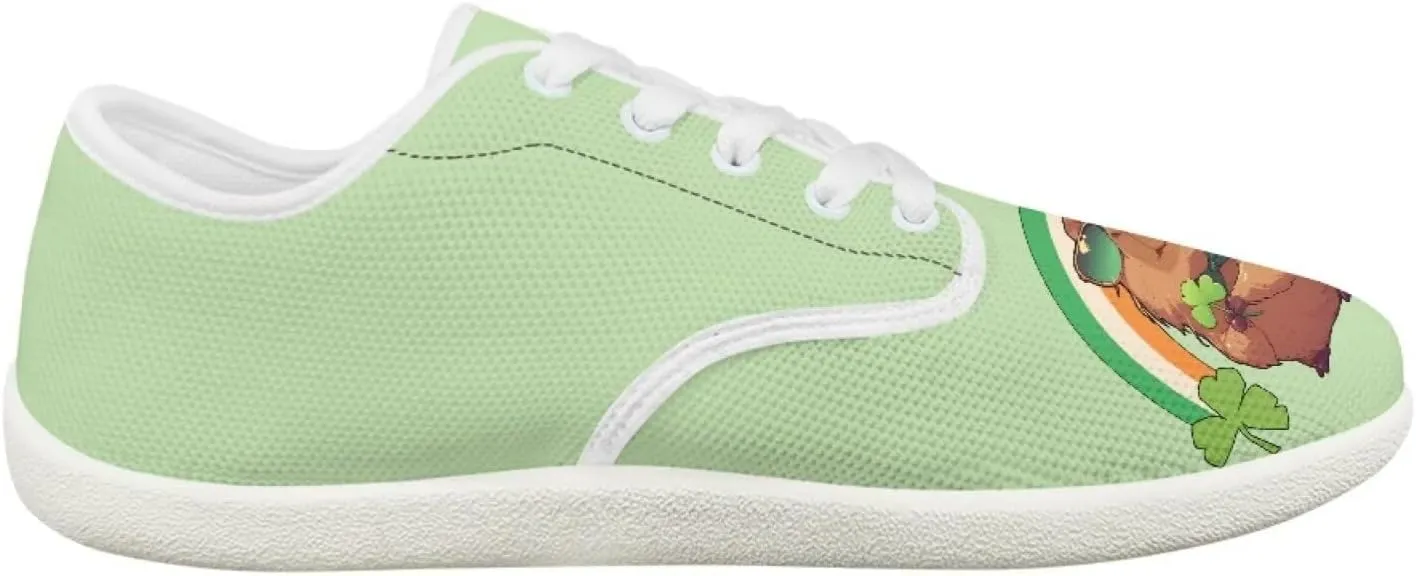 chaqlin Green Leaves Tennis Sneakers Women Wide Non Slip Casual Walking Shoes Comfortable Flat Barefoot Shoes Lace Up Sneaker