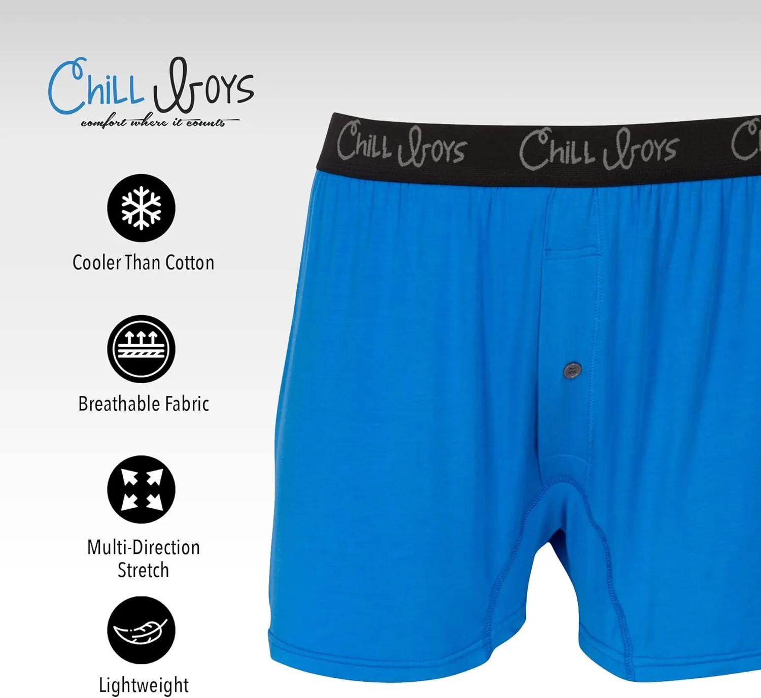 Chill Boys Viscose from Bamboo Boxers for Men - Cool Comfortable, Soft Breathable Men's Underwear - Boxer Shorts