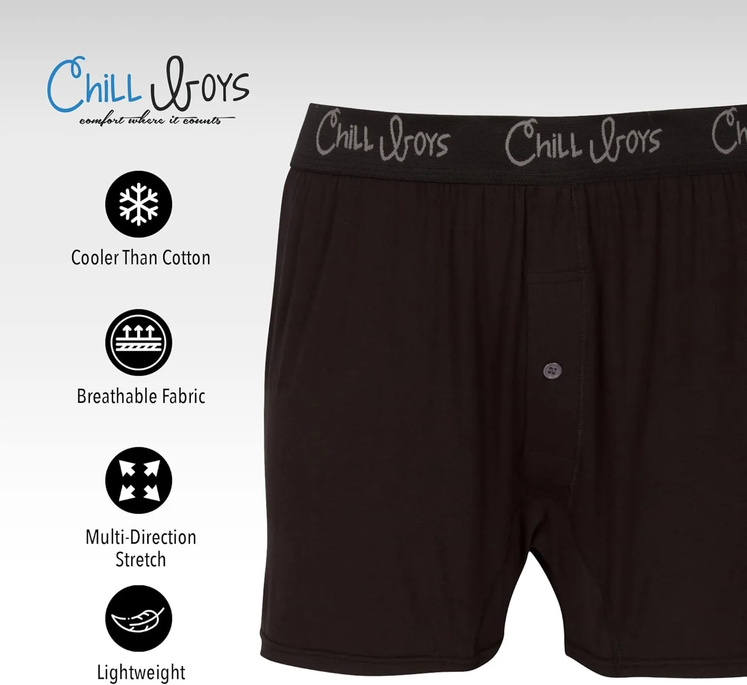 Chill Boys Viscose from Bamboo Boxers for Men - Cool Comfortable, Soft Breathable Men's Underwear - Boxer Shorts