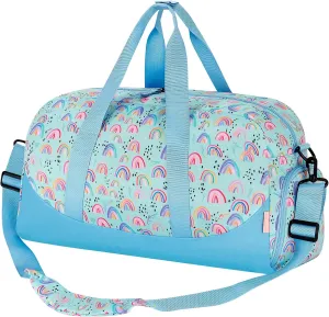 Choco Mocha Kids Duffle Bag Girls - Rainbow Weekender Overnight Bags for Girl Ages 9-12, Light Blue