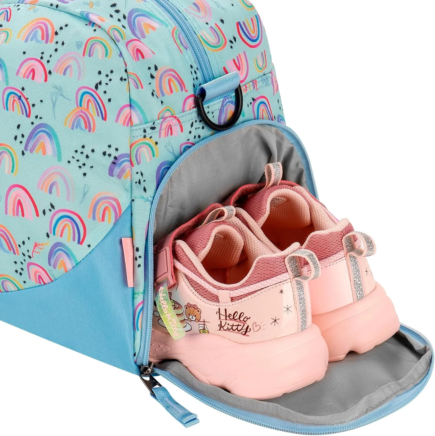 Choco Mocha Kids Duffle Bag Girls - Rainbow Weekender Overnight Bags for Girl Ages 9-12, Light Blue